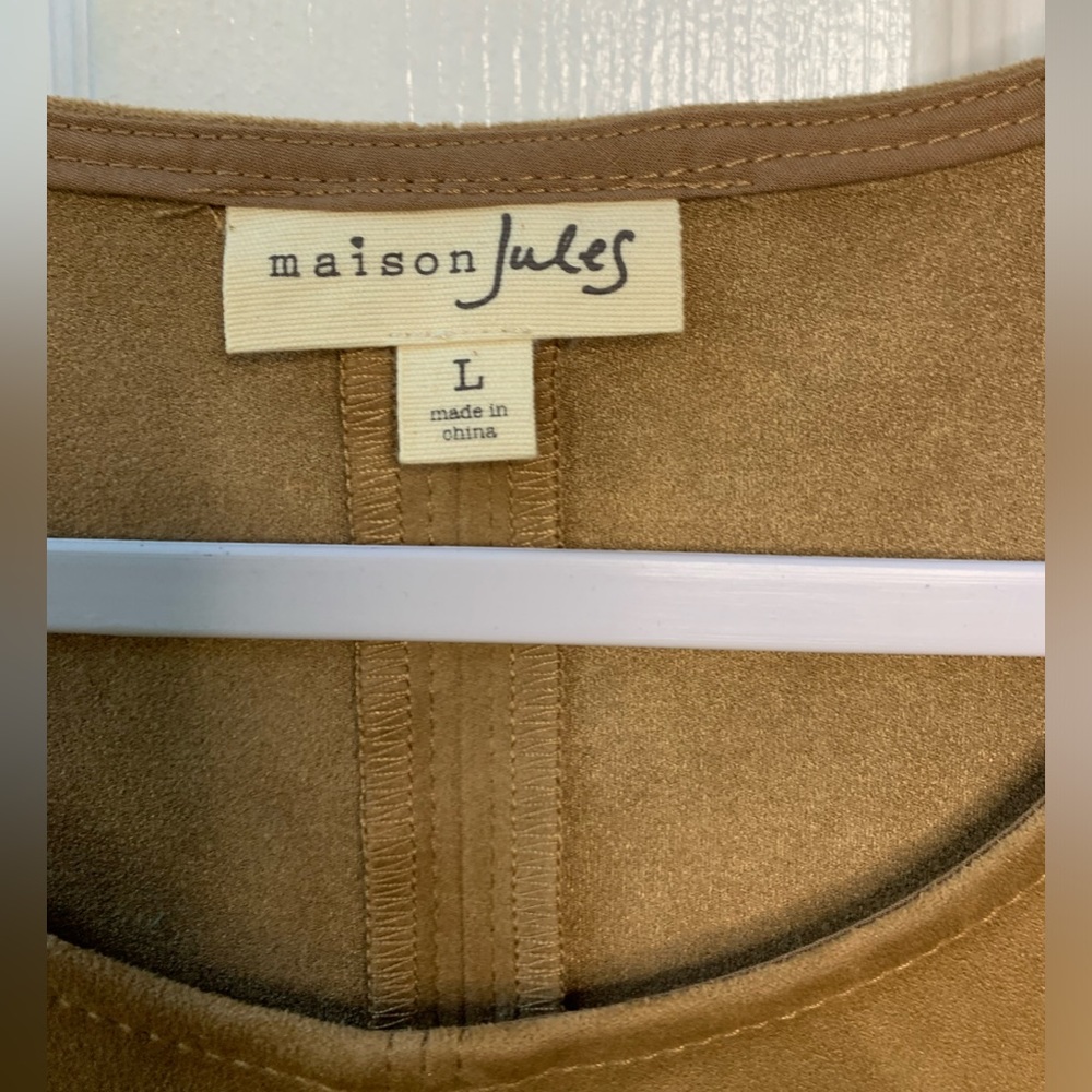 Beige Suede Maison Jules Short Dress - Picture 4 of 4